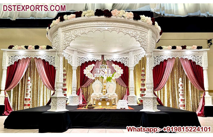 RajMahal Theme Wedding White Mastani Mandap