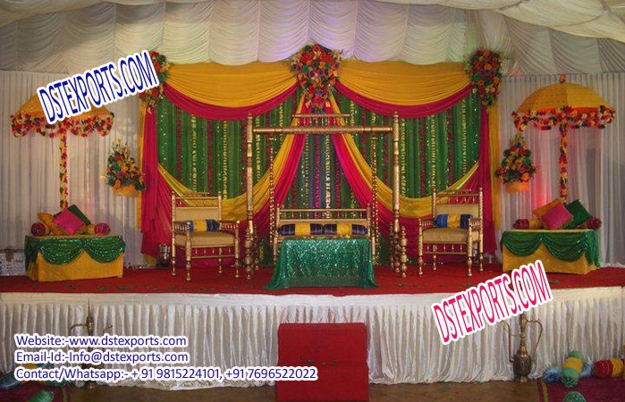 Punjabi Muslim Mehndi & Sangeet Stage Decorations