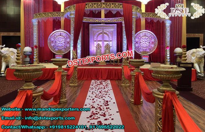 Traditional Hindu Wedding Golden Mandap Set
