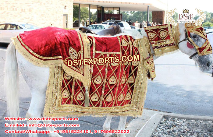 Wedding Red Embroidered Horse Attire/Costume