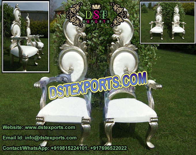 Wedding Bride Groom Silver Chairs