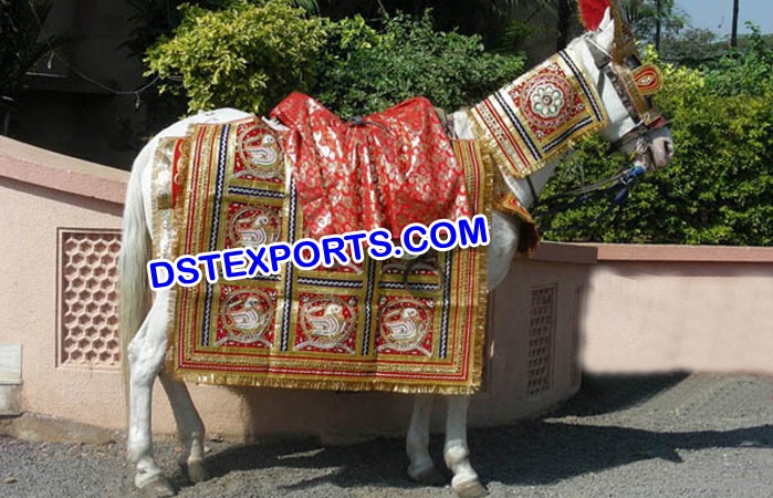 Indian Wedding Red Gold Horse Costumes