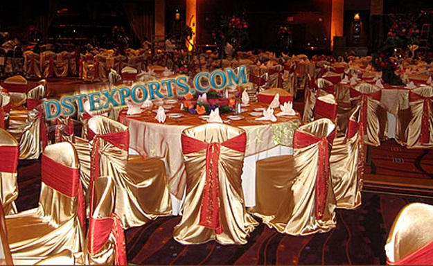 WEDDING BANQUET HALL GOLDEN CHAIR COVERS