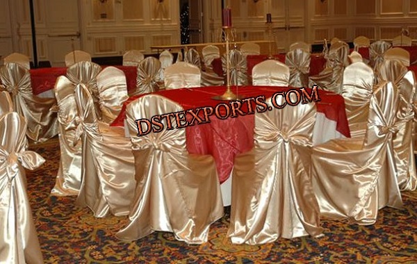 WEDDING GOLDEN CHAIR COVER WITH TIE BACK