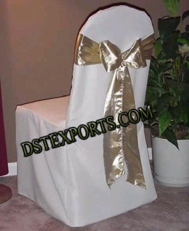 WEDDING CHAIR COVER WITH SILVER SASHA