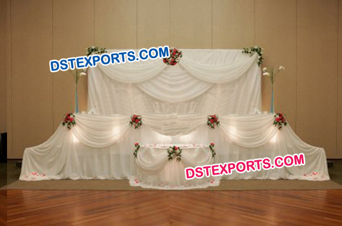 Wedding Stage White Backdrop Curtain With Swags