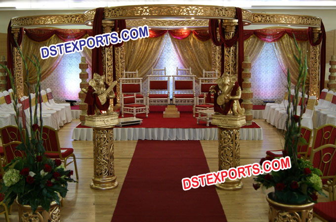 Indian Wedding Fiber Golden Jali Mandap
