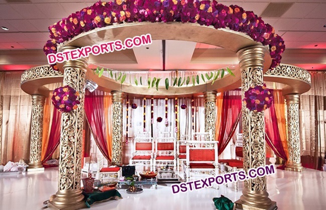 Indian Marriage Golden Carved Wedding Mandap