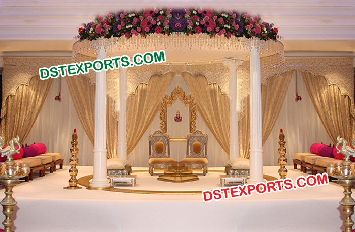 Wedding Royal Roman White Mandap