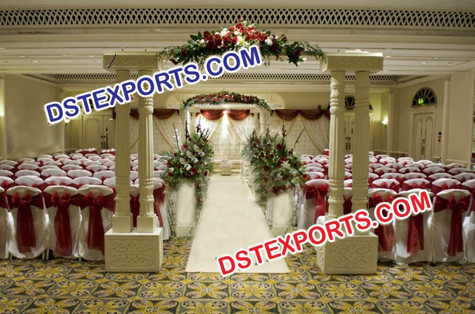 Double Pillar White Wedding Welcome Gate