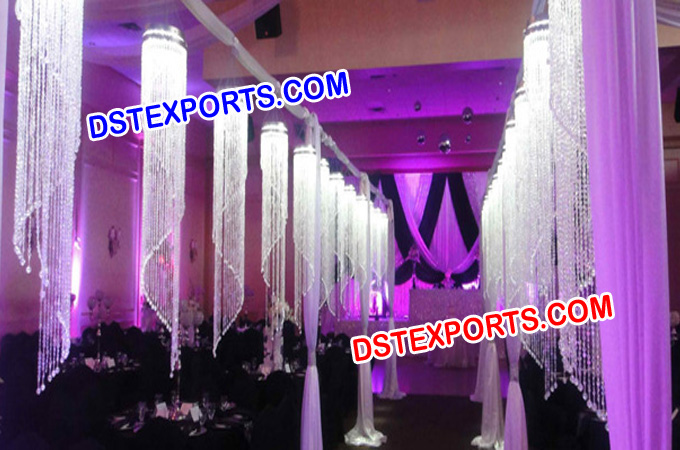 Lighted Hanging Wedding Crystal Pillars