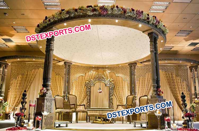 Indian Wedding Wooden Double Pillar Mandap