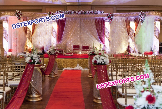 Indian Wedding Golden Pink Twist Mandap