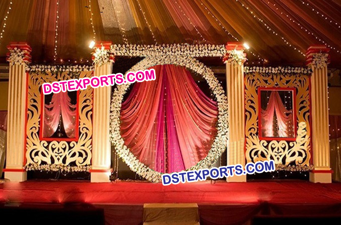 Beautiful Wedding Stage Carved Backdrop