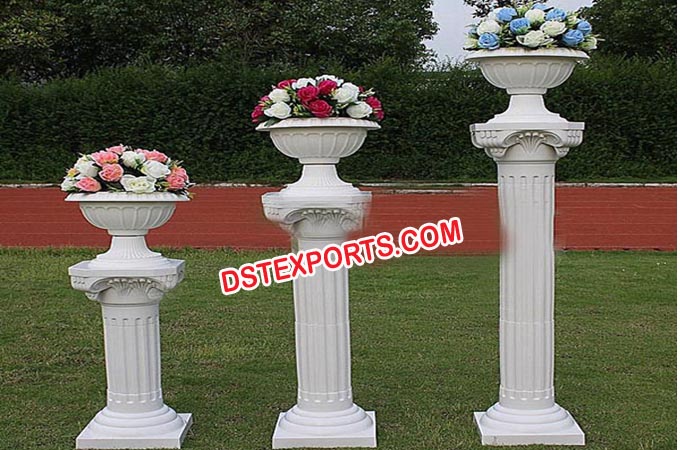 Wedding White Roman Pillar with Flower Pot