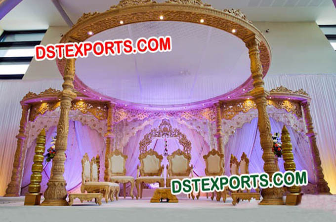 Royal Indian Wedding Wooden Diya Mandap