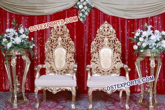 Muslim Wedding Heavy Hand Carved Chairs Set