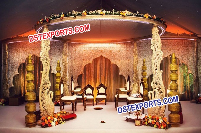 Indian Wedding Wooden Swan Mandap Set