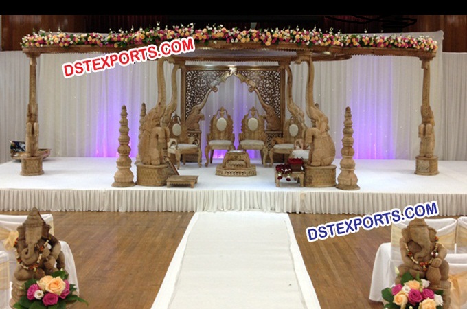 Indian Wedding Wooden Elephant Trunk Mandap