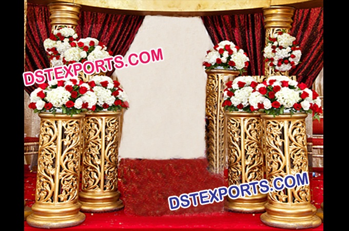 Indian Wedding Golden Fiber Pillars