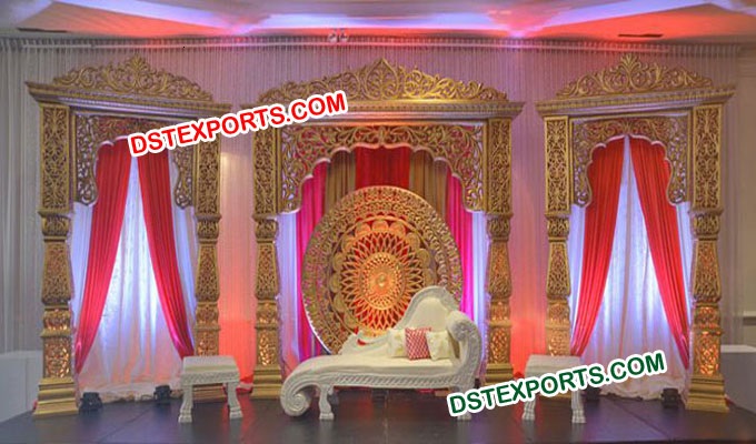 Bollywood Wedding Gold Stage Set