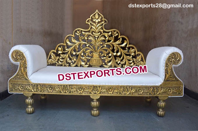 Traditional Indian Wedding Hand Carved Metal Sofa