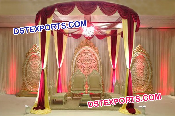 Indian Wedding Mandap With Oval Backdrop Frames