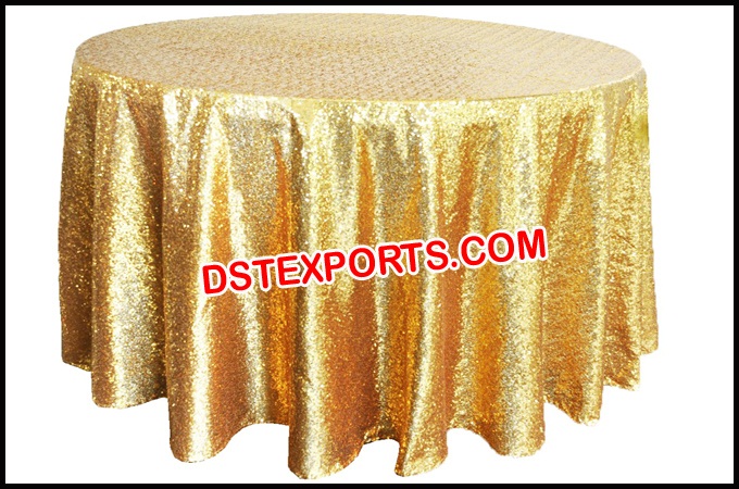 Gold Sequin Round Table Cloth