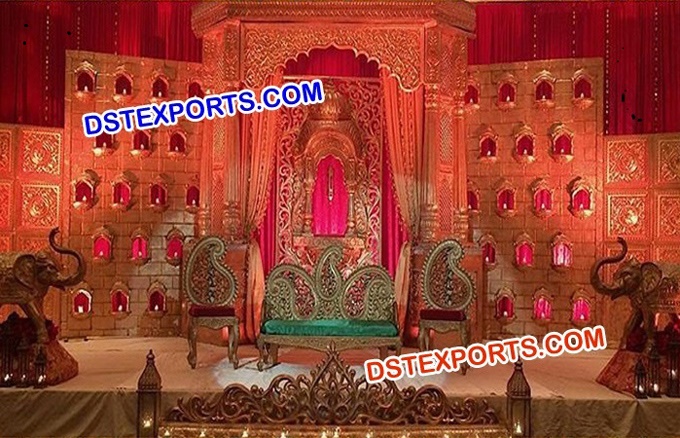 Rajasthani Rajwada Wedding Stage Backdrop