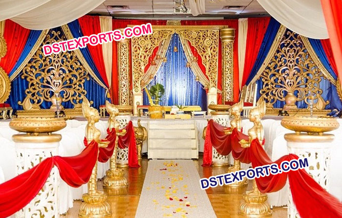 Elegant Golden Carved Wedding Stage