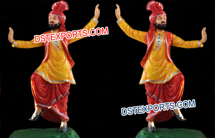 Punjabi Dancing Bhangra Fiber Statue