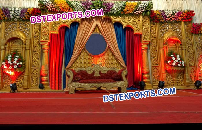 Muslim Wedding Golden Stage Decor Set