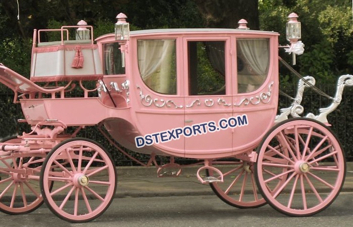 Elegant Pink Wedding Horse Drawn Carriage