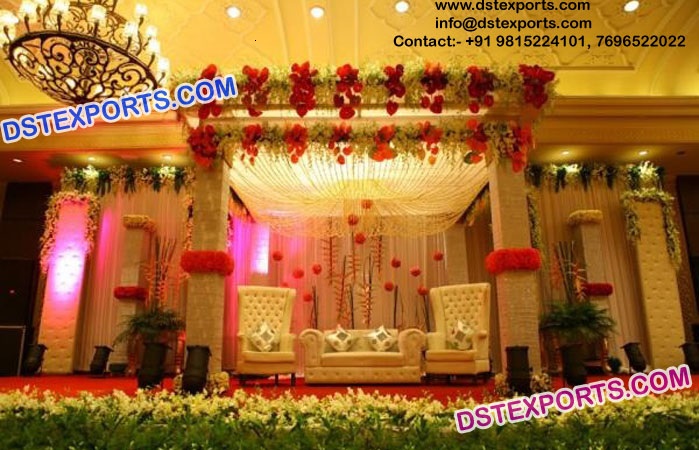 Asian Wedding Leather Crystal Fitted Stage Decor