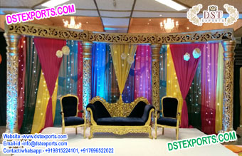 Latest Mehndi Stage Royal Blue Sofa set