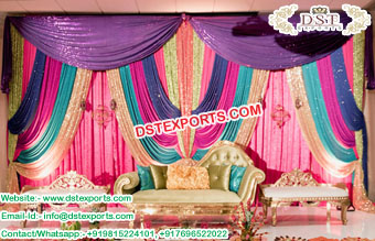 Glossy Mehandi Stage Backdrop Curtains