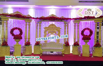 Best Twin Pillar Wedding Stage Set Decor