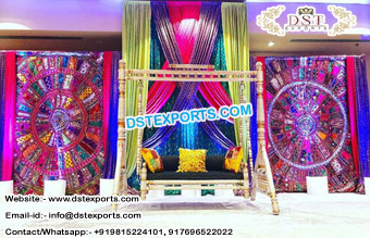 Rajasthani Style Mehandi Stage Backdrop Decor