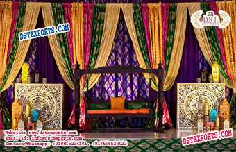 Mehndi Stage Zari Work Backdrop Curtains