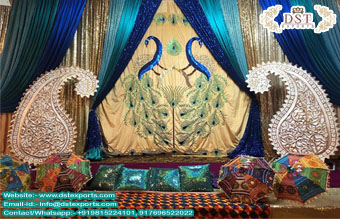 Wedding Sangeet Stage Peacock Backdrops