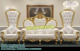 Luxurious Wedding White Gold Sofa Set
