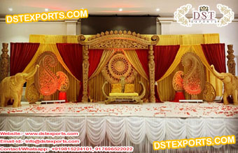 Indian Wedding Golden Classical Reception Stage