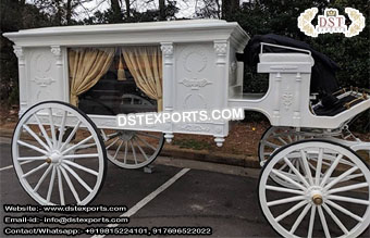 White Horse Drawn Funeral Hearse Carriage