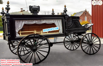 Royal Black Funeral Horse Drawn Carriage