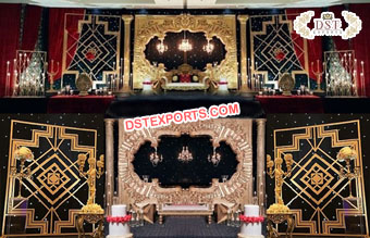 Luxurious Golden Back-Frame Wedding Stage