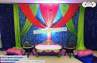 Muslim Mehndi Stage Embroidered Backdrops