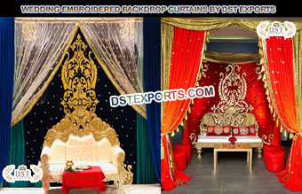 Muslim Mehndi Embroidered Backdrop Curtains
