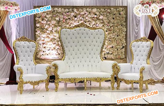 Wedding White High Back Throne Sofa Set