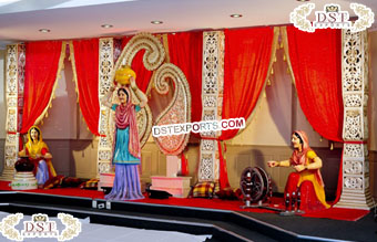 Punjabi Culture Lady Statues for Wedding Decor