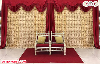 Wedding Stage EmbroideredBackdrop with Swags